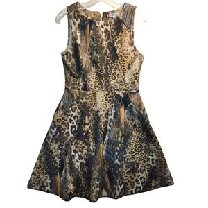 Jennifer Lopez Animal Print Dress Sleeveless Fit &‎ Flare Party Dress 6